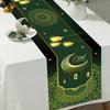 Eid Mubarak Moon Lantern Linen Table Runner Ramadan Decorations Reusable Ramadan Kareem Kitchen Dining Table Runner Home Decor