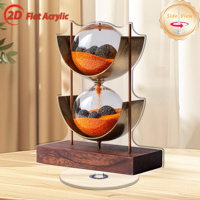 2D Flach, 2D Flache rotierende Sanduhr| Moderne minimalistische Acryl-Sanduhr, Kein Strom benötigt, Geeignet