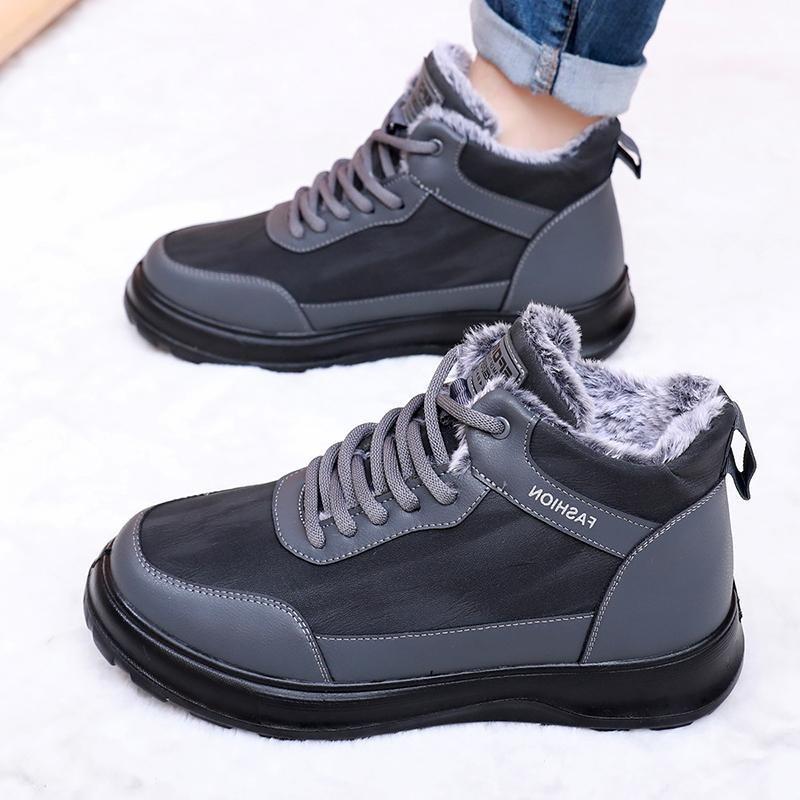 Men's Fleece Warm Snow Boots, Men's Casual and Comfortable Soft-soled Anti-slip Shoes