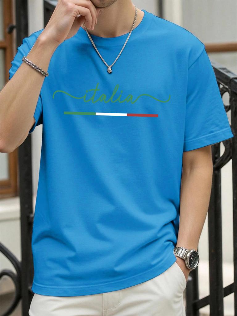 Classic Colors Representing Italy Pattern TShirt Mens Summer Soft T Shirts Cotton Comfortable Sportswear Unisex Hip Hop Clothes