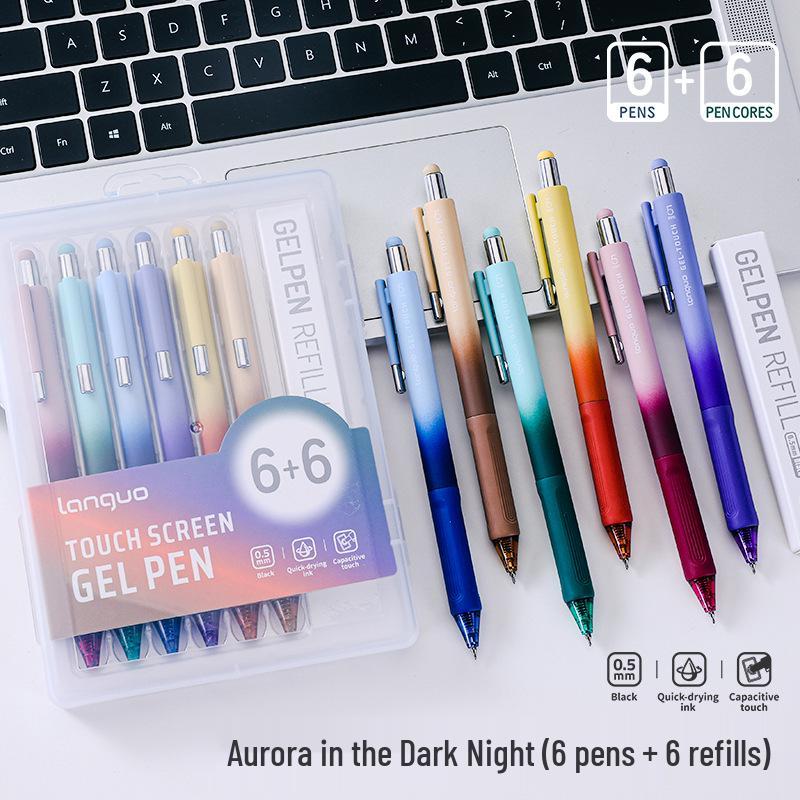 Blue Multi-functional 0.5mm Ballpoint Pen & Touchscreen Stylus - Click-type Student Aid 0.5mm