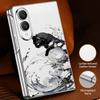 Cute Cat Rabbit Print Case For Samsung Z Fold 8 Ultra 7 6 5 4 Luxury Plating Leather Skin Phone Cover For Galaxy Z Fold8 Fold7 Fold6 Fold5