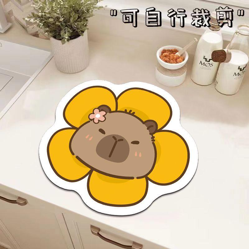 Cartoon Diatom Mud Table Mat, Kitchen Countertop Drain Mat, Anti-Scalding And Water-Absorbing Quick-Drying Mat, Wear-Resistant And Dirt-Resistant