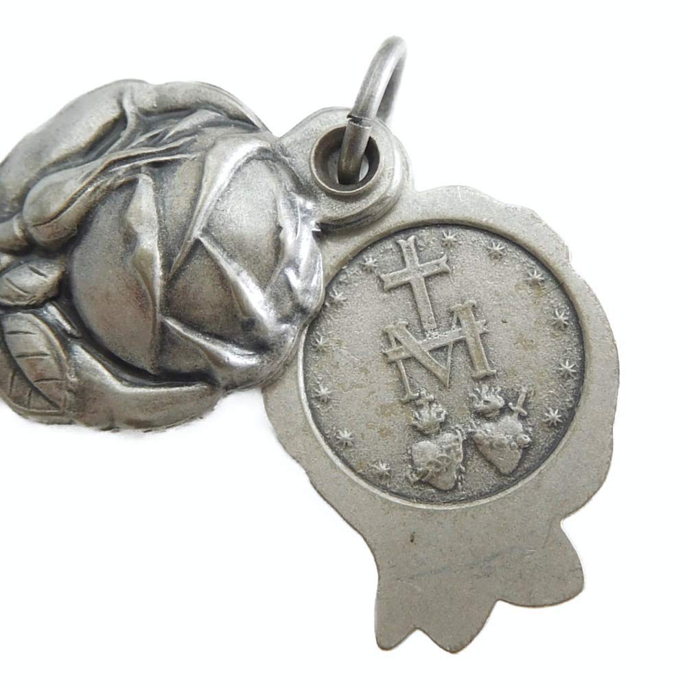Miraculous Medal Rose Pendant, Slide Type, Made in Germany, Virgin Mary