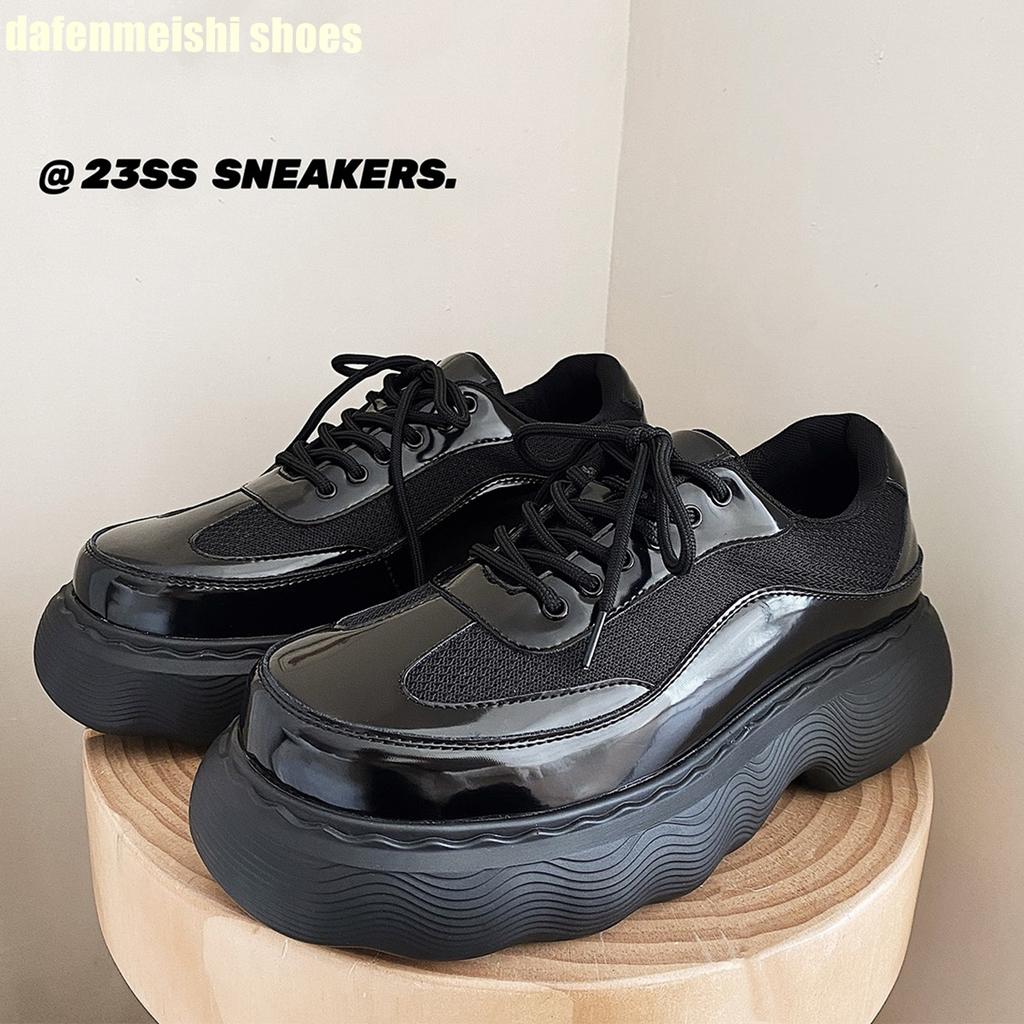 Fashion Comfortable Breathable Clunck Sneaker Patent Leather Men's All-Match Thick Soled Big-Toed Dad Shoes 2025 New Men Increase Shoes