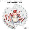 4pcs/6pcs Christmas Candy Cane Snowman Placemats, Table Mats for Dining, Suitable for Holiday Decorations, Dining Tables, Scenes, Weddings, Banquet De