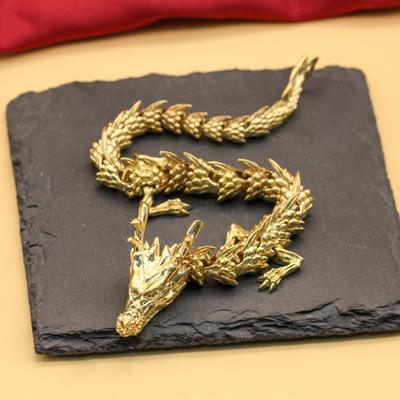 Chinese Zodiac Dragon Statue Golden Brass Dragon Sculpture with Movable Joints Chinese Zodiac Dragon Collectible Figurine Table Decor Ornament ADM