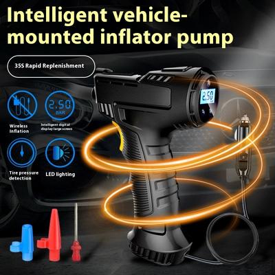 Handheld Car Air Compressor 120W Rechargeable Wireless/Wired Air Pump Portable Car Tire Inflator Digital Display and Pointer Suitable for Car and Bike