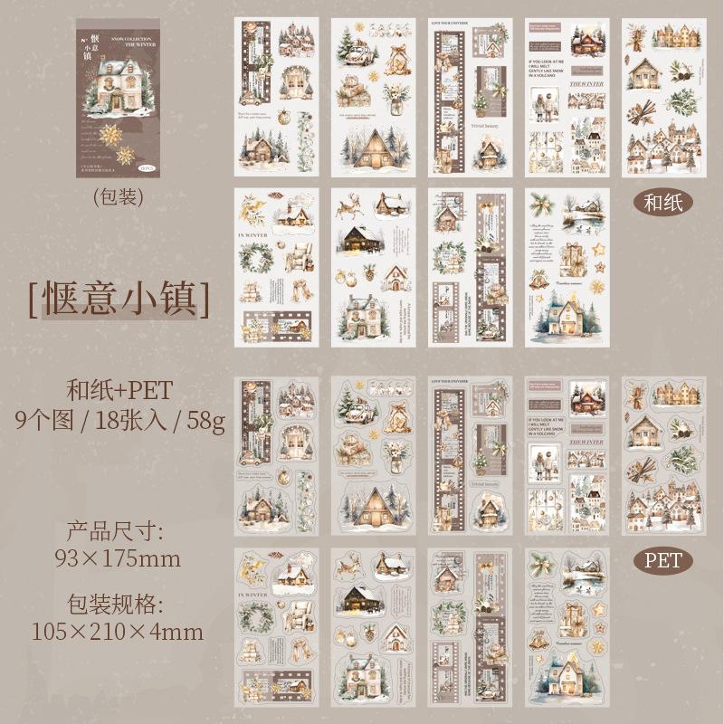 Mr. Paper, Winter Character Theme Dual Material Landscape Stickers, Scrapbook, Phone Case, Diary Decoration, Stationery Stickers