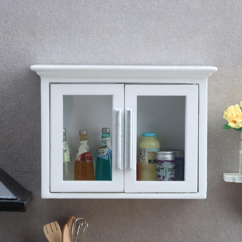 1:12 Dollhouse Miniature Scene Wall Cabinet Shelf Model Dollhouse Furniture Ornament Micro Scene Construction Props