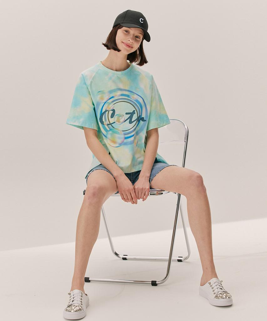 CETU Tie-Dye Logo Print T-Shirt Blue