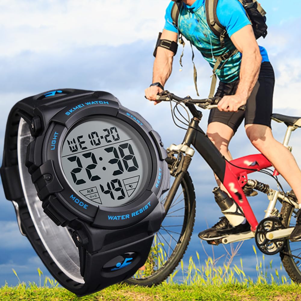 Datirzyx Easy-to-read Digital Watch for Men, Large Screen with Large Font Display, Waterproof Arm Watch, Digital Watch, Sports Watch, Running