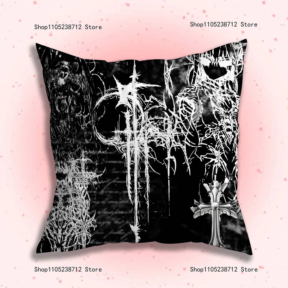 Cyber Sigil Cross Goth Pillow Covers Cartoon Sofa Decorative Home Double-Sided Printing Short Plush Cute Cushion Cover