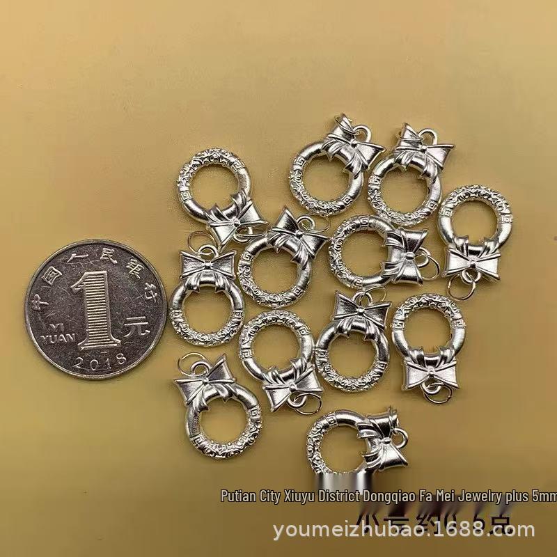 999 Sterling Silver Qiankun Ring Pendant - Handmade DIY Jewelry Charm for Bracelet