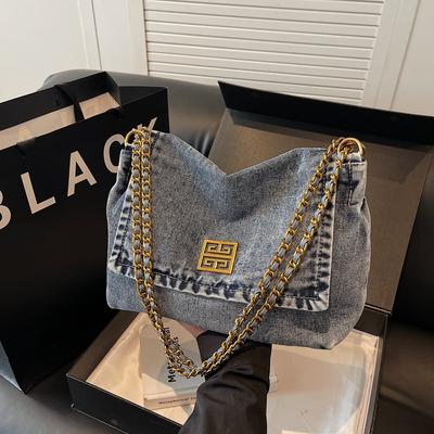 Denim Bag Women's 2025 New Trendy Shoulder Bag Large Capacity Tote Bag Class Messenger Chain Bag