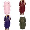 Women Dress Pullover Stylish Loose Fit Short Sleeve Casual Dress With Pocket
