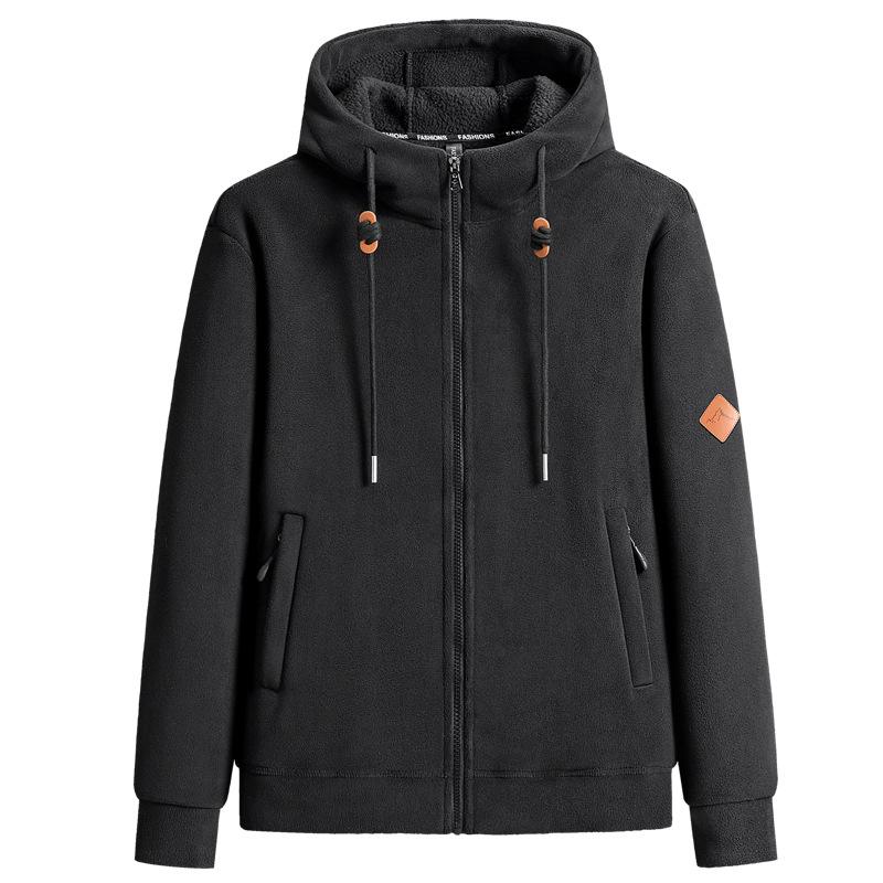 Fleece Plus Velvet Zipper Coat Autumn and Winter New Hooded Casual Top Loose Cardigan Sweater Joker