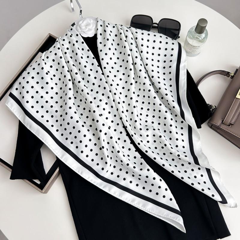 Čiernobiela hodvábna twill šatka so zvieracím vzorom - 90x90CM Jesenný/Zimný šál pre ženy