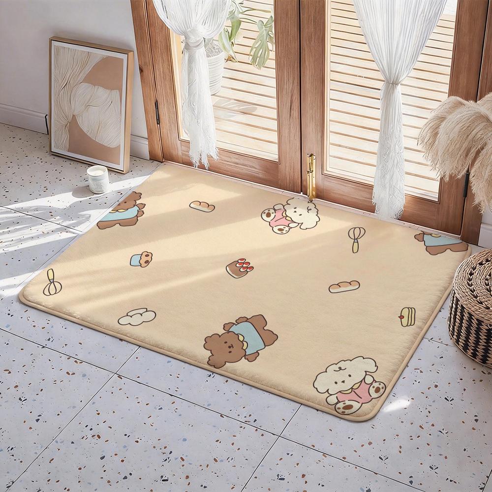 Animal A Bear Floor Mat Eco Flannel Doormat Non Slip Odorless Indoor Floor Rug Soft Short Plush Home Mat