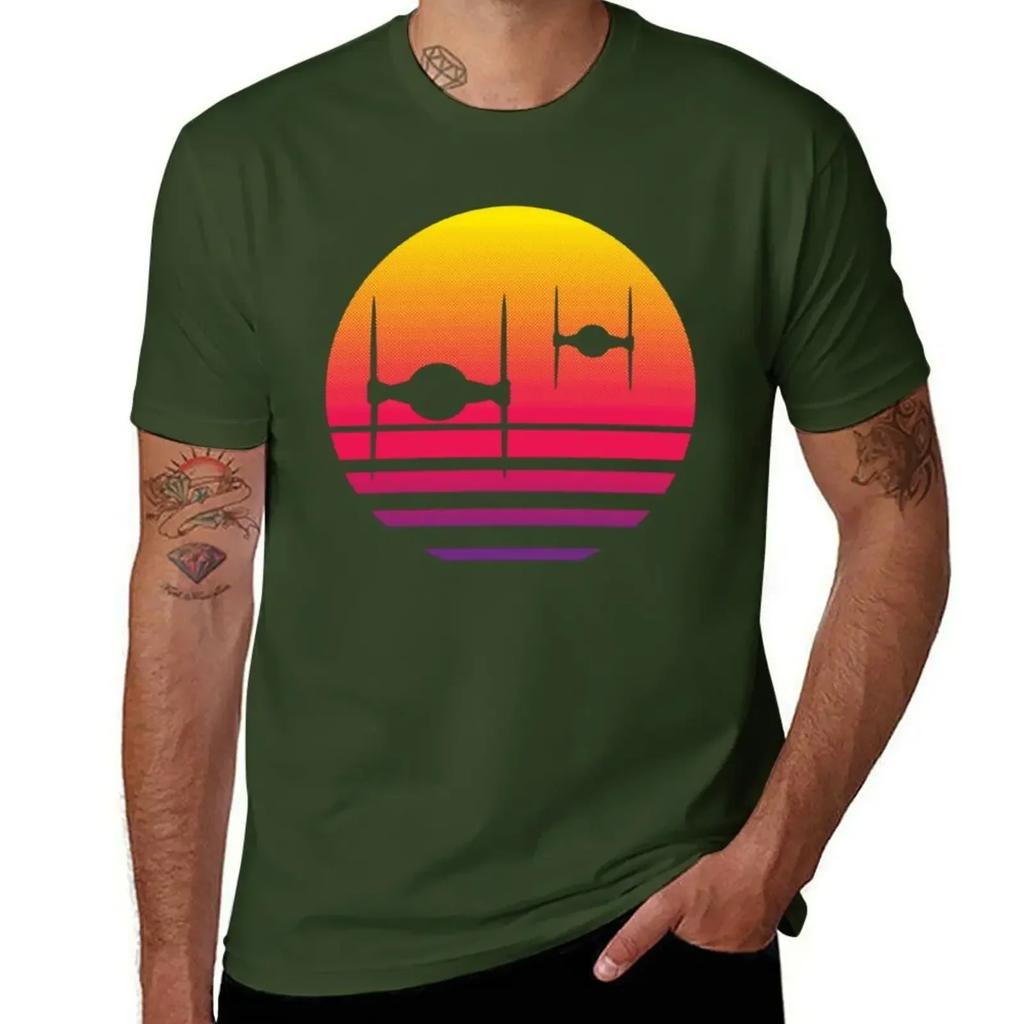 Tie Fighter Sunset T-Shirt Shirts Graphic Rapper Graphic Tees Plain T Shirts Men