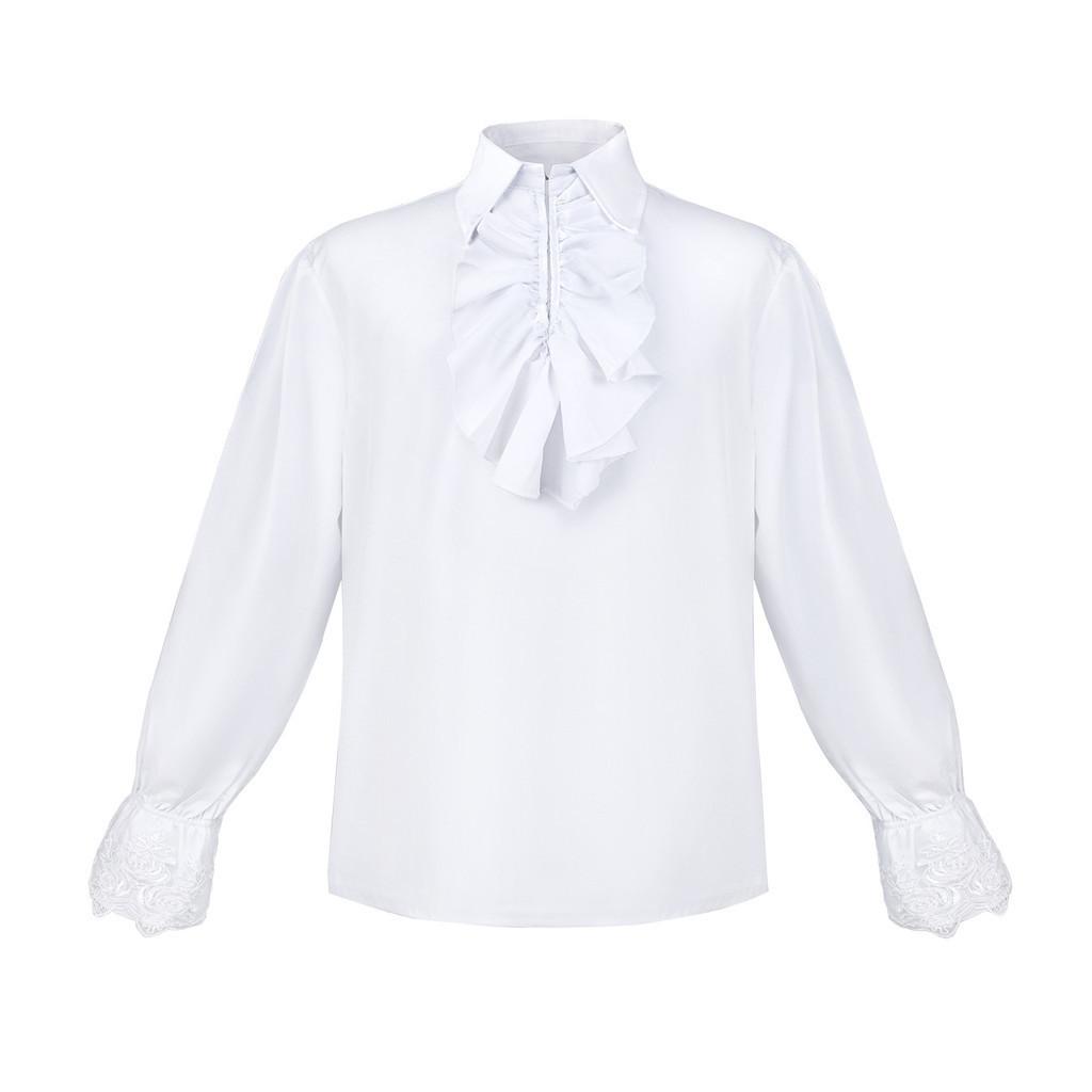 

Medieval Halloween Vampire Renaissance Steampunk Long Sleeve Ruffle Collar Shirt For Cosplay Performance XXL