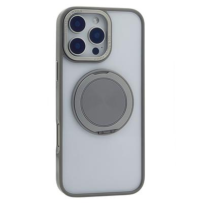 For iPhone 16 Pro Max Magnetic Case Acrylic TPU Phone Back Cover with Kickstand