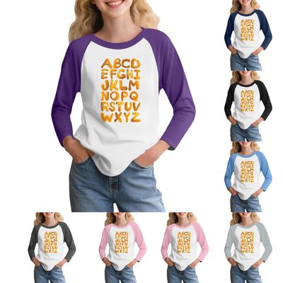 Kids' Fashionable Comfortable Christmas Print Neck Pullover Long Sleeve Top