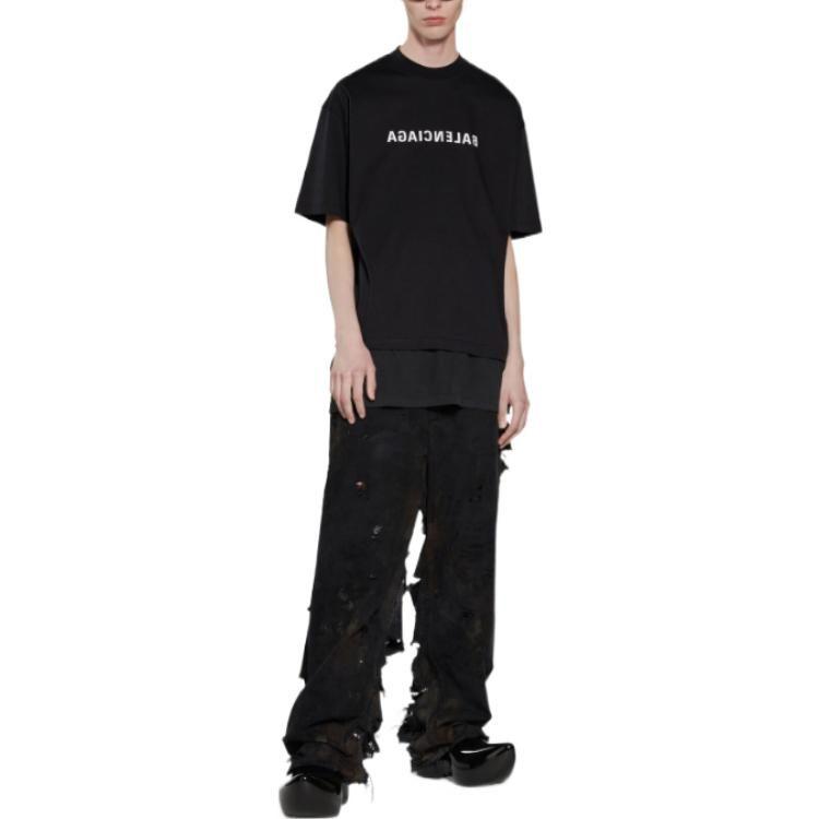 Balenciaga SS22 T Shirt Loose Fit Unisex Black 612966TNVR21070