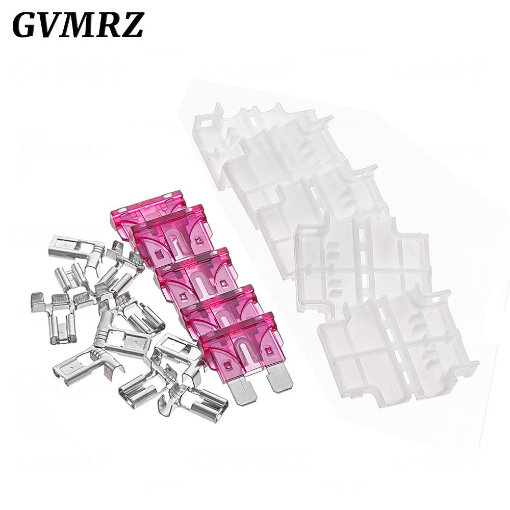 

5PCS/lot Auto Standard Middle Fuse Holder + Car Boat Truck ATC ATO Blade Fuse 1A 2A 3A 4A 5A 7.5A 10A 15A 20A 25A 30A 35A 40A 5sets No Fuse