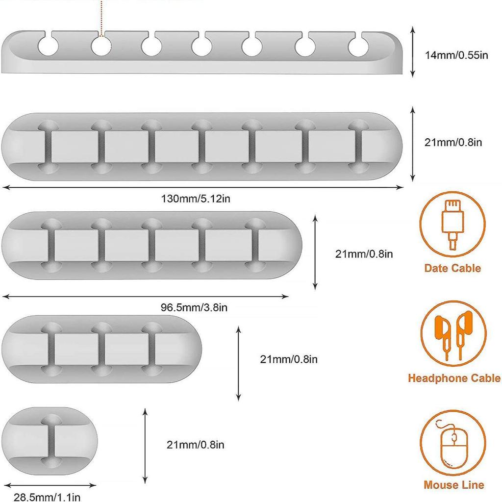 Multi-Hole Self-Adhesive Cable Organizer and Power Cord Holder