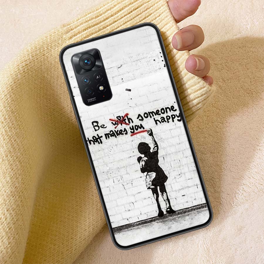 

Street Art Banksy Graffiti Phone Case For Redmi 13C 14C Note 14 13 Pro Plus 5G Clear Capa 12 12C 10A 10C 10 9A 9C 9T 9 8 Pro Cov Redmi Note 14 5G