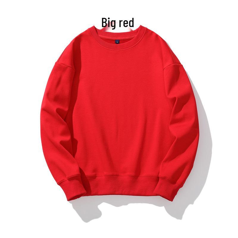 Men's Heavyweight Fleece-Lined Crew Neck Sweatshirt - Loose Fit, Solid Color, Long Sleeve.