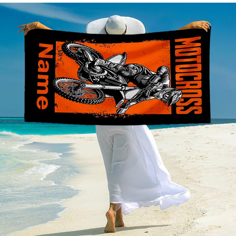 Asciugamano da Spiaggia Ultra-Morbido Personalizzabile con Tema Moto da Fuoristrada, Ideale per Piscina - Campeggio, Immersioni - Essenziale da Viaggio Perfetto, Asciugamano da Spiaggia Vivace.
