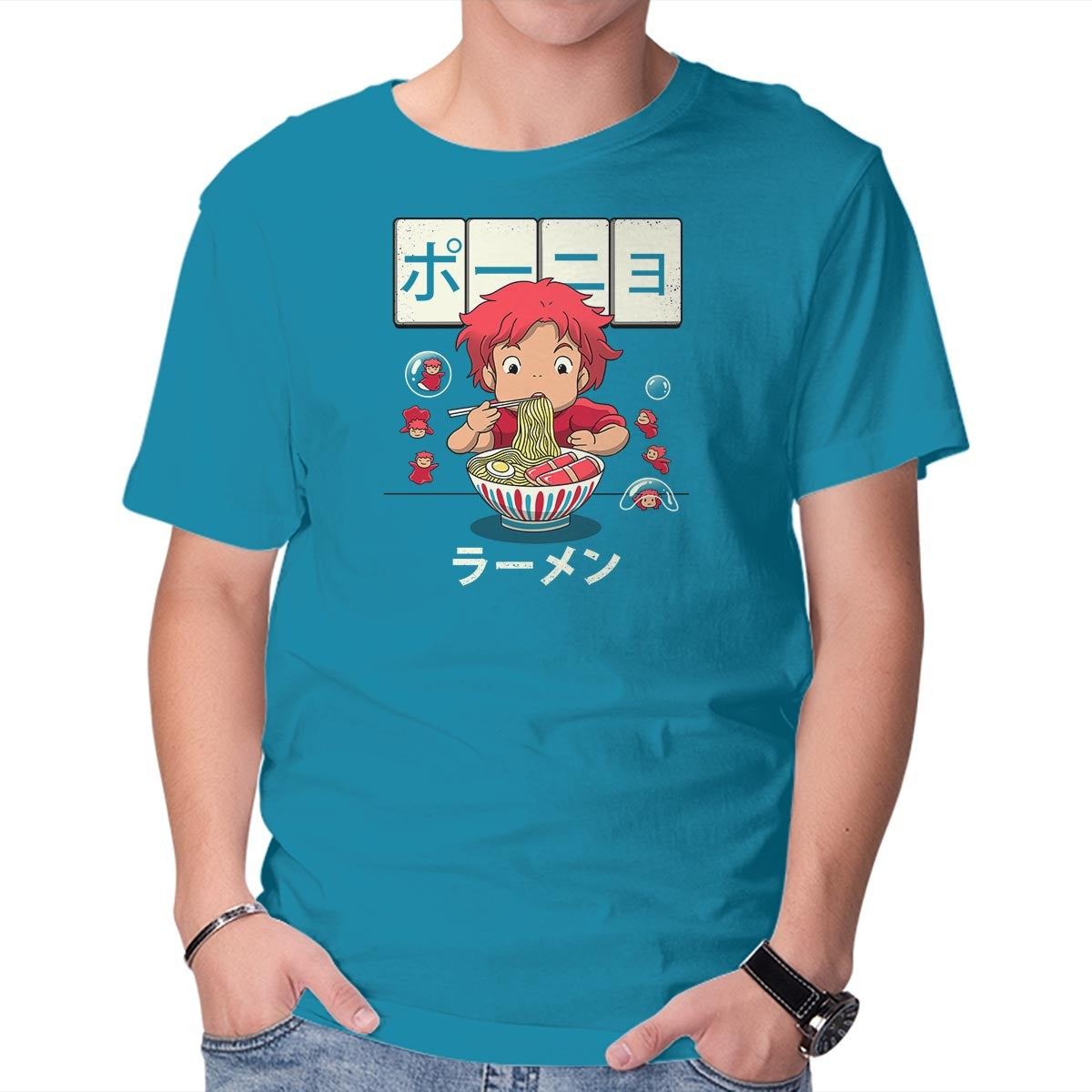 Unisex Crew Neck T-Shirt Goldfish Ramen Graphic Short Sleeve Casual Tee XXXXL