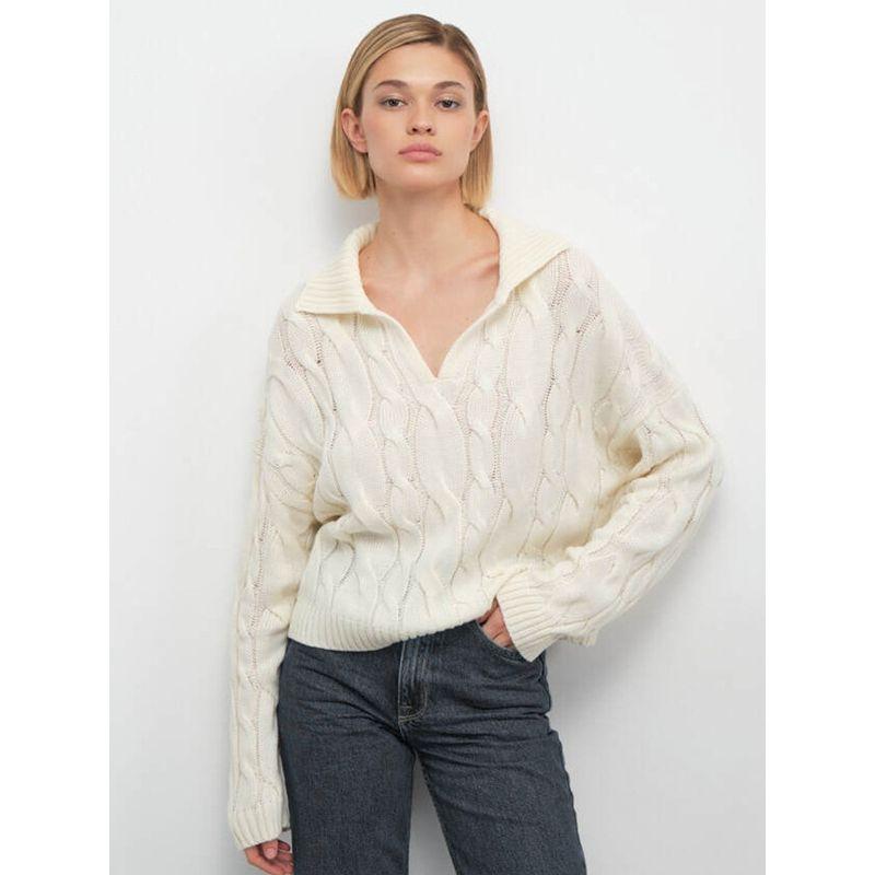 Loose Casual Sweater Beautiful Fall and Winter New Arrival Elegant European and American Women's Clothing Lapel Thickening Temperament Commute Sweater