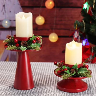 2 Piezas/Set Corona de Navidad Portavelas Vintage Arte en Hierro Candelabro Navidad Boda Fiesta
