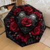 1pc Gothic Heart Roses Emblem Umbrella with Plastic Handle,Suitable for All Seasons Home Travel Outdoor UmbrellaDD1172