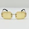 Vintage Rimless Sunglasses Hip Hop Style Pc Frame Unisex Sunglasses Uv400 Protection Polygon Design Trendy Sunglasses Unisex