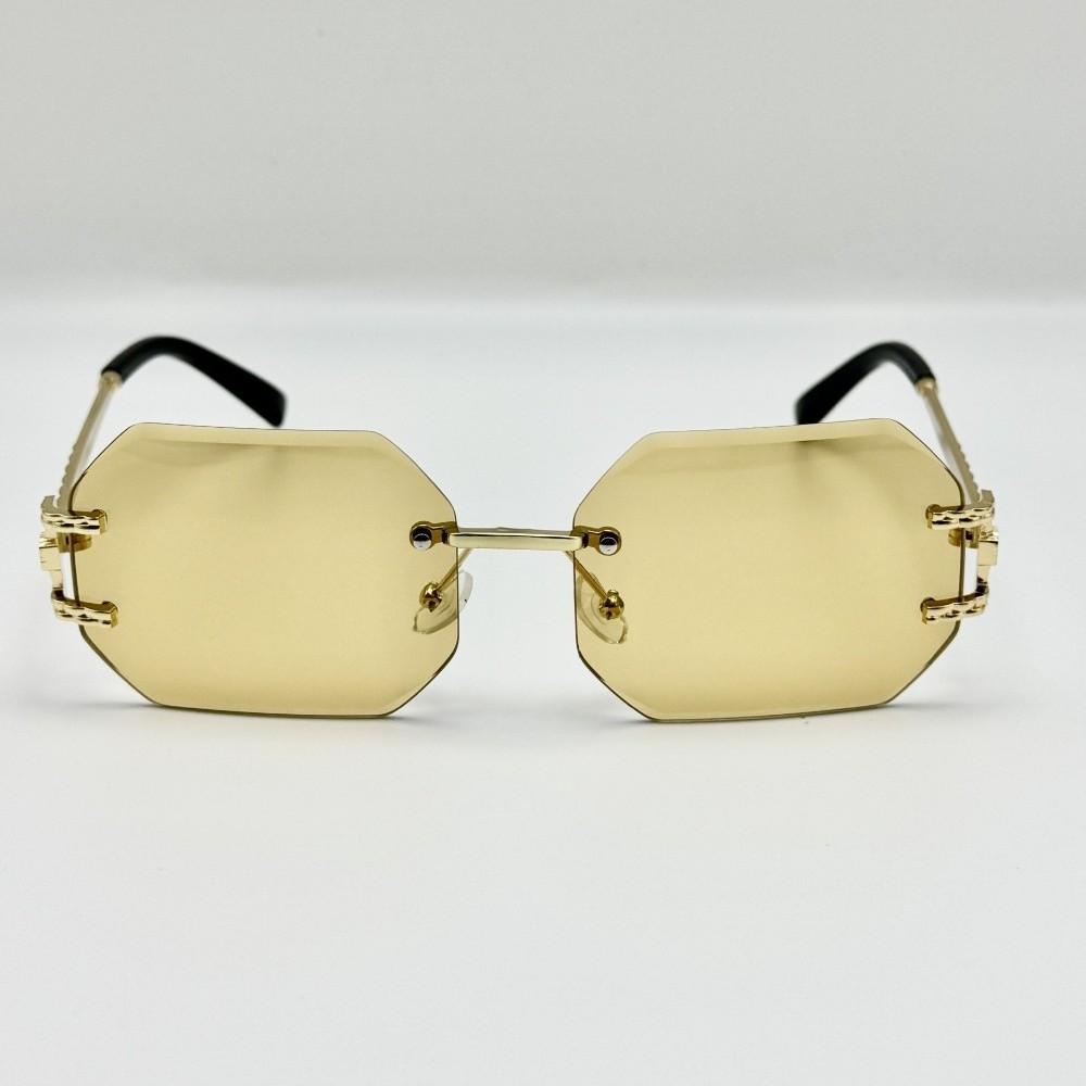 Vintage Rimless Sunglasses Hip Hop Style Pc Frame Unisex Sunglasses Uv400 Protection Polygon Design Trendy Sunglasses Unisex