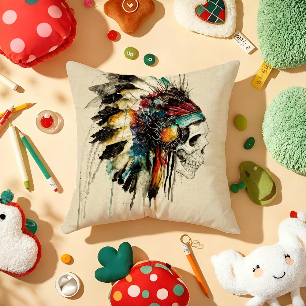 Indians Printed Cushion Cover Soft Short Plush DoubleSided Printing Home Decor Machine Washable Pillow Case Gift
