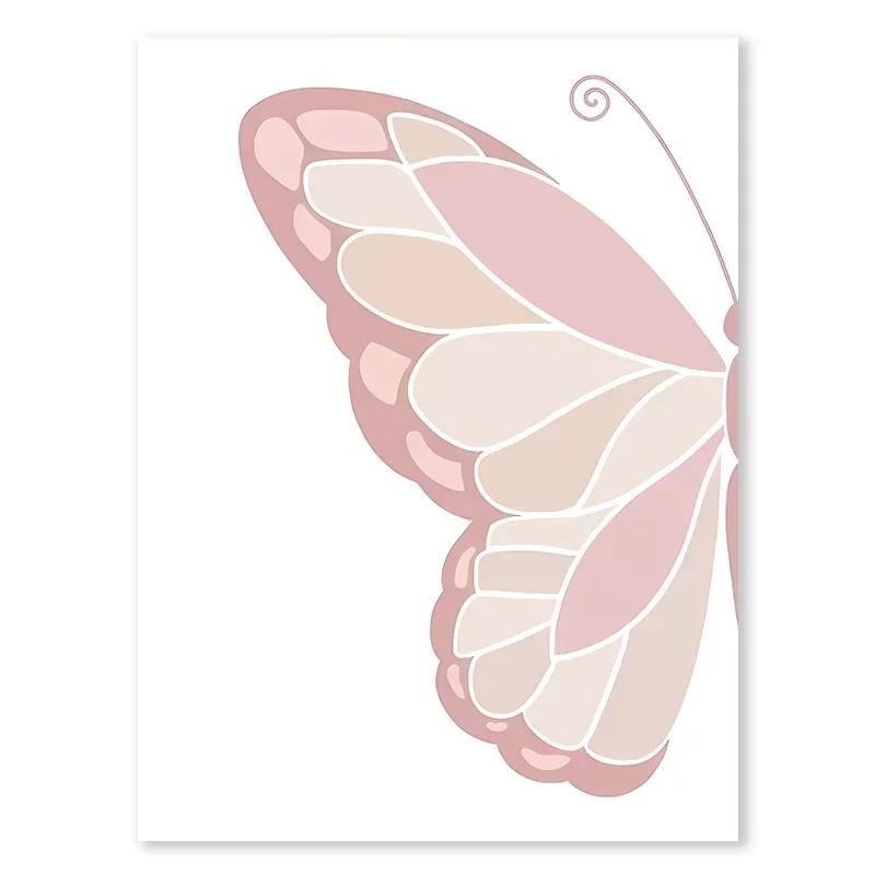 Pink Butterfly Wall Art Poster Nursery Canvas Print Painting Sun Rainbow Daisy Heart Posters Decor Kids Room Decorative Gift