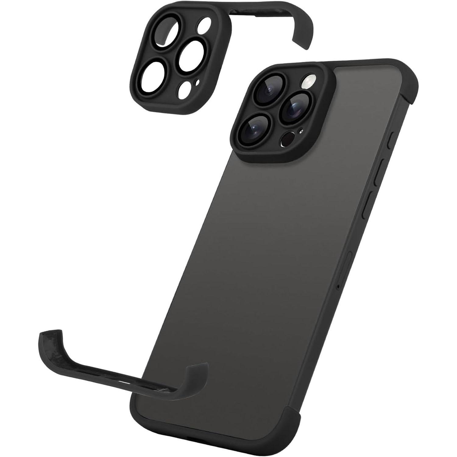 

For iPhone 14 Pro Max Case Frameless Phone Corner Pad TPU Bumper Cover with Camera Lens Protector