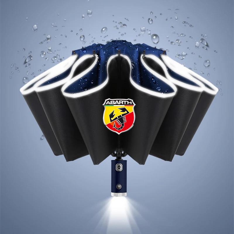 Automatic Reflective Stripe Reverse Led Light 10 Ribs Windproof Umbrellas For Fiat Abarth 595 Abarth 500 abarth 124 spider