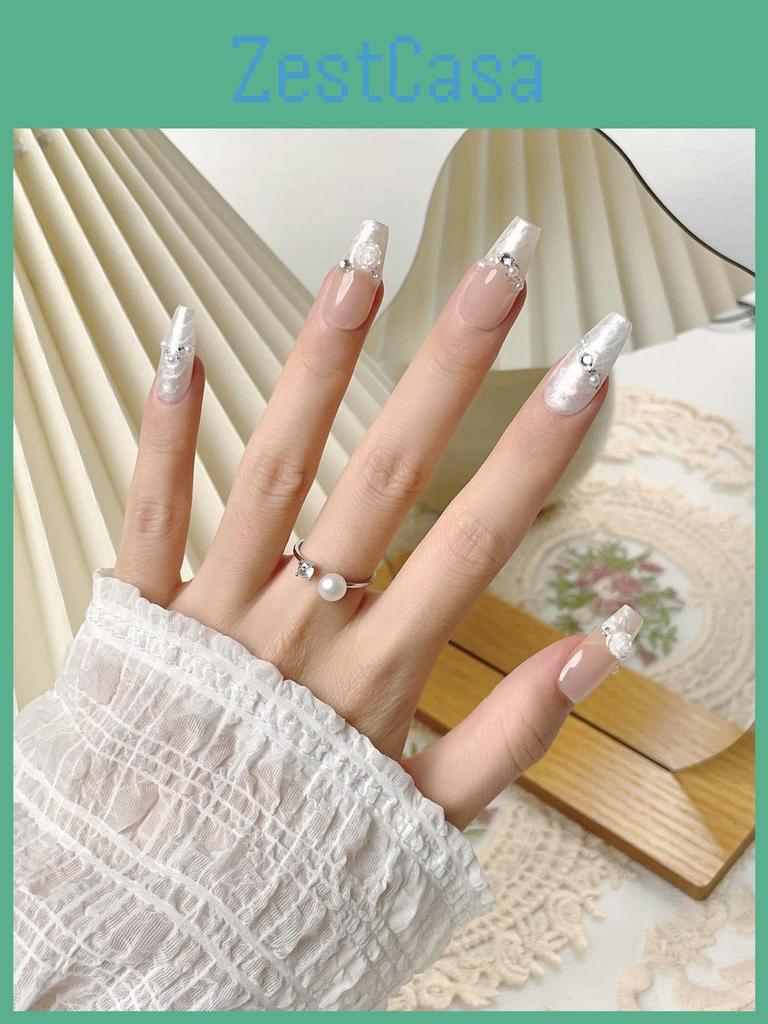 Handmade Long Floral Nail Sticker Wholesale For Women Xs S M L Pure Desire Style