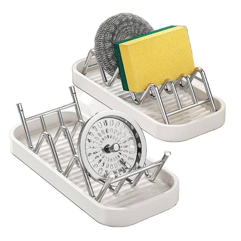 1-10Sets Multi Purpose Soap Holder with Drainage Bathroom Countertop Soap Dish Kitchen Sponge Scourer Storage Rack Tray