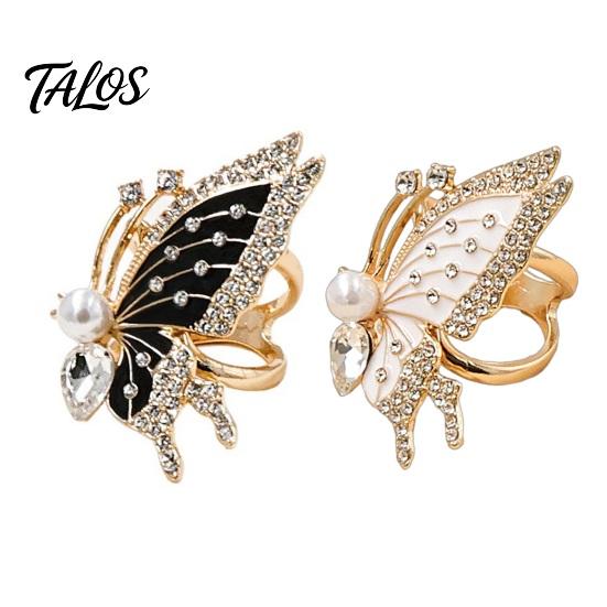 Lightweight Scarf Ring Rhinestone Butterfly Ring, Elegant Slide Sparkling Holder for Women Silk Scarves Shawls Shirts Neckerchiefs Non-slip