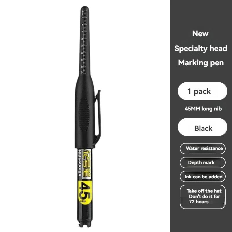45mm Long Nib Head Carpenter Pen Deep Hole Marker Pens Black/Blue/Red/White for Measuring Woodworking Hand Tools Multi-purpose