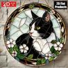 Vintage Black Cat Stained Glass Style Sign, Four Seasons Decoration, Novelty Home Decor, Perfect Durable for Bedroom, Store, Office, Kitchen