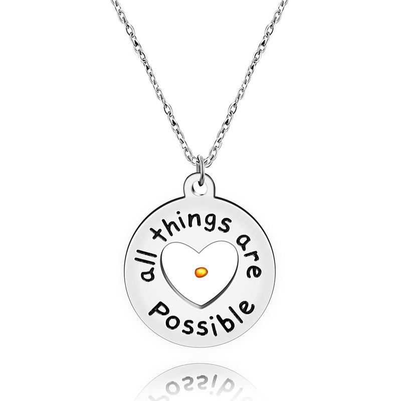

Stainless Steel Circular Engraved Mustard Seed Pendant Necklace Love
