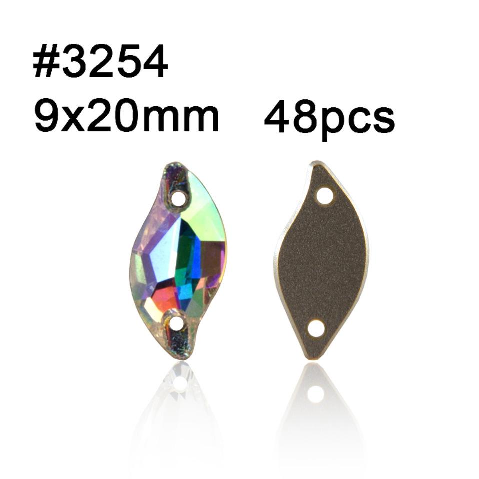Yanruo AB Color Sew on Glass Crystal Sewing  Rhinestone Crystal Flat Back Rhinestone for Dresses